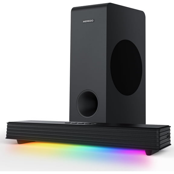 Sound Bar for Smart TV 160W 3.1CH PC Gaming Soundbar with Subwoofer RGB Lighting Audio Sync Surround Sound System BT 5.3/HD-ARC/Optical/AUX/USB for Desktop Tablets Consoles Home Cinema