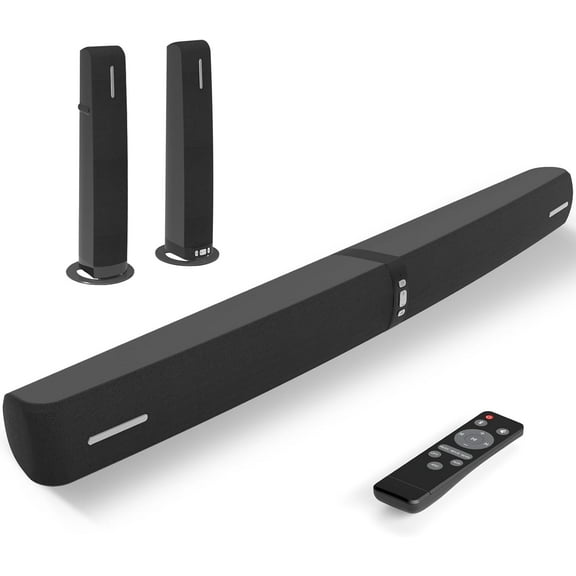 Sound Bar for Smart TV,90W Soundbar with Bluetooth/ARC/Optical/AUX Connect, Auto Volume Boost, 3 Customizable Equalizer Modes, 2 in 1 Detachable Soundbar for TV/PC/Gaming/Projectors