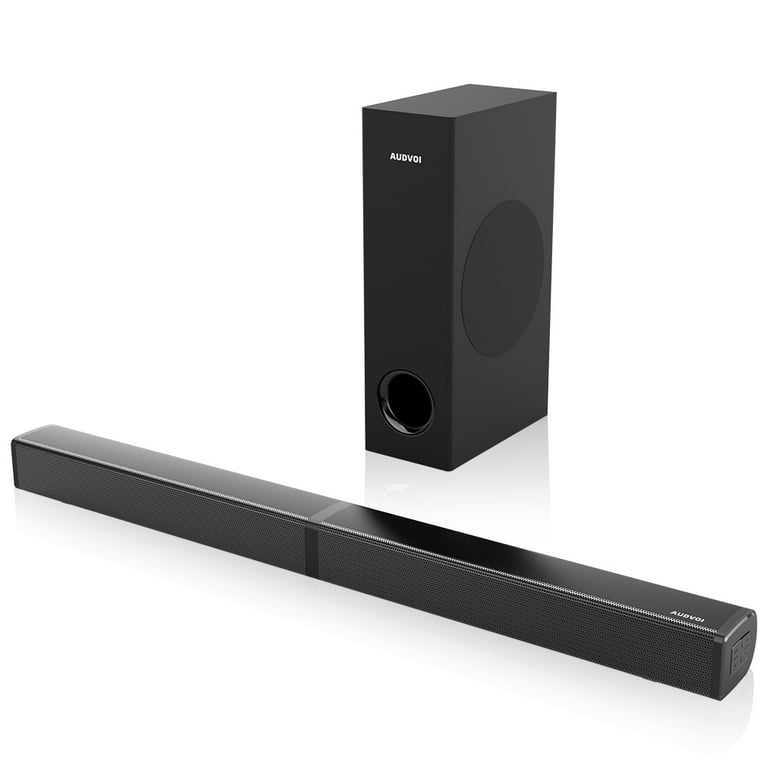  2.1CH Sound Bar for TV with Subwoofer, 190W, 125dB, 6 EQ Modes,  Audvoi 3D Surround Sound System for Home Theater Audio,  HDMI/Optical/Aux/USB/RCA, Movie, Game, Bass Mode, Remote Control, Wall  Mountable 