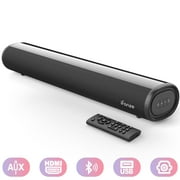 Sound Bar for TV, HDMI Optical AUX Coaxial USB Wired & Wireless Connection Bluetooth Soundbar, Smart TV Sound Bar with Built-in Subwoofers, Remote Control, Black