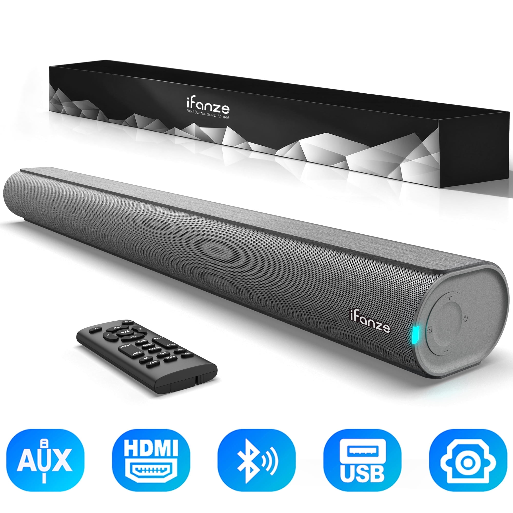 Ifanze Sound Bar for Smart TV, HDMI-ARC, Optical, AUX, USB