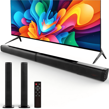 Tyethy Sound Bar 40W Wireless Bluetooth Surround Sound System Home Theater Split Soundbar for TV