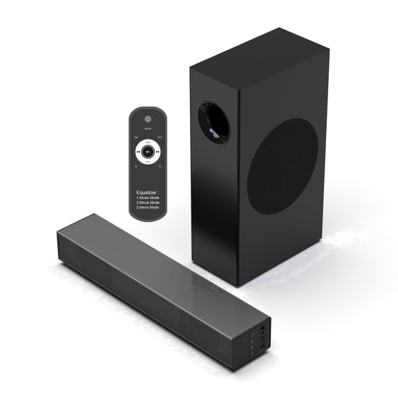 Jierben Sound Bar for TV, 2.1ch Sound Bar with Subwoofer, Home theater sound system TV Speakers with 3 EQ Modes, Bluetooth 5.4/Optical/AUX Connection for PC/Gaming/Projectors