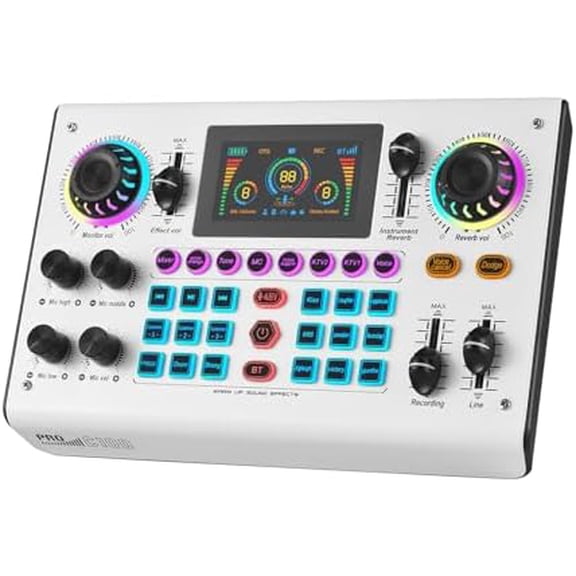 Sound Board Audio Mixer 48V Phantom Power Live Sound Card RGB Light BT Wireless Plug and Play for Live Streaming Podcasting Recording Content Create Gaming Rechargeable$$Music