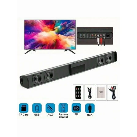 Sound Box, Bluetooth 5.0 Soundbar Speaker, Home Theater 3D Soundbars Bass Subwoofer With RCA Line Remote Control