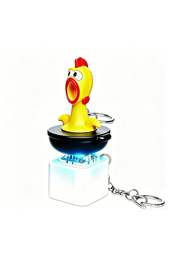 Sound Button Keychain - Novelty Chicken Clicker with Scream Sounds & LED Light for Adults3pcs