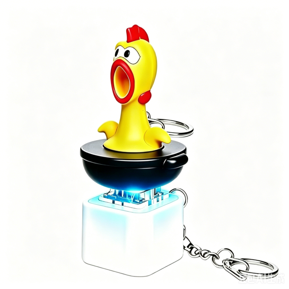 Sound Button Keychain - Novelty Chicken Clicker with Scream Sounds & LED Light for Adults3pcs
