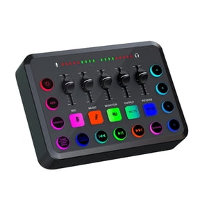 Sound Card Gaming Mixer,Streaming 4-Channel RGB Mixer with XLR Microphone Interface,for Game Voice,Podcast ,Easy to Operate