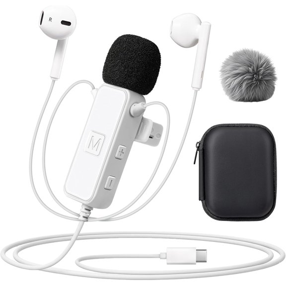 Sound Card Karaoke Headset with Real-Time in-Ear Monitoring & Microphone, 7 Sound Effects Voice Changer, Karaoke Headphones with Lavalier, 2 Modes Live Streaming Sound Card & Wired Earbuds Earphones