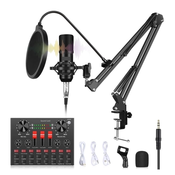 Sound Card Mixer Noise Reduction Microphone Voice Live Broadcast Kits For Phone Singing Gaming ,Professional Equipment