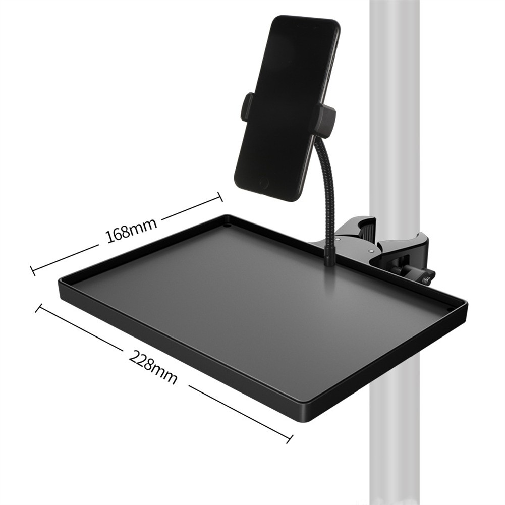 Sound Card Tray With Mobile Phone Clip for Microphone Stand Live Tripod Bracket