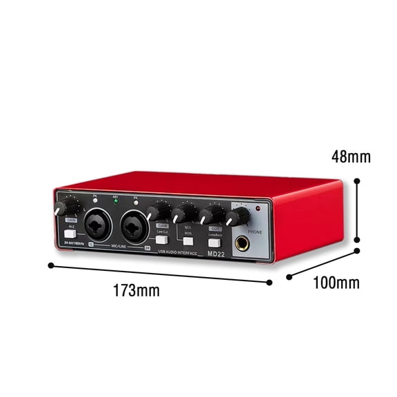 Sound Card for Recording Studio Sound Equipment USB Interface for Recording With Loopback Monitoring 48V ,Easy to Use
