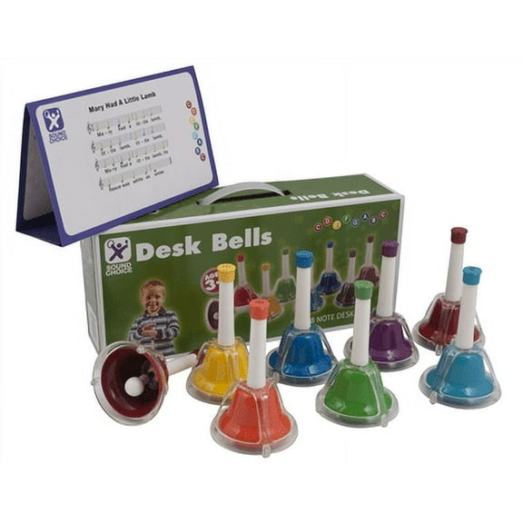 Sound Choice 8-Note Diatonic Handbell & Deskbell Combo with Push-Button and Hand Ringing Features
