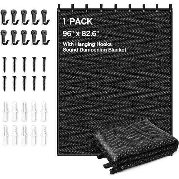 Sound Dampening Blanket,Sound Absorbing Studio Blanket Panel with Grommets for Wall Hanging,Noise Cancelling Studio Acoustic Curtain/Light Blocker/Soundproof Moving Blanket