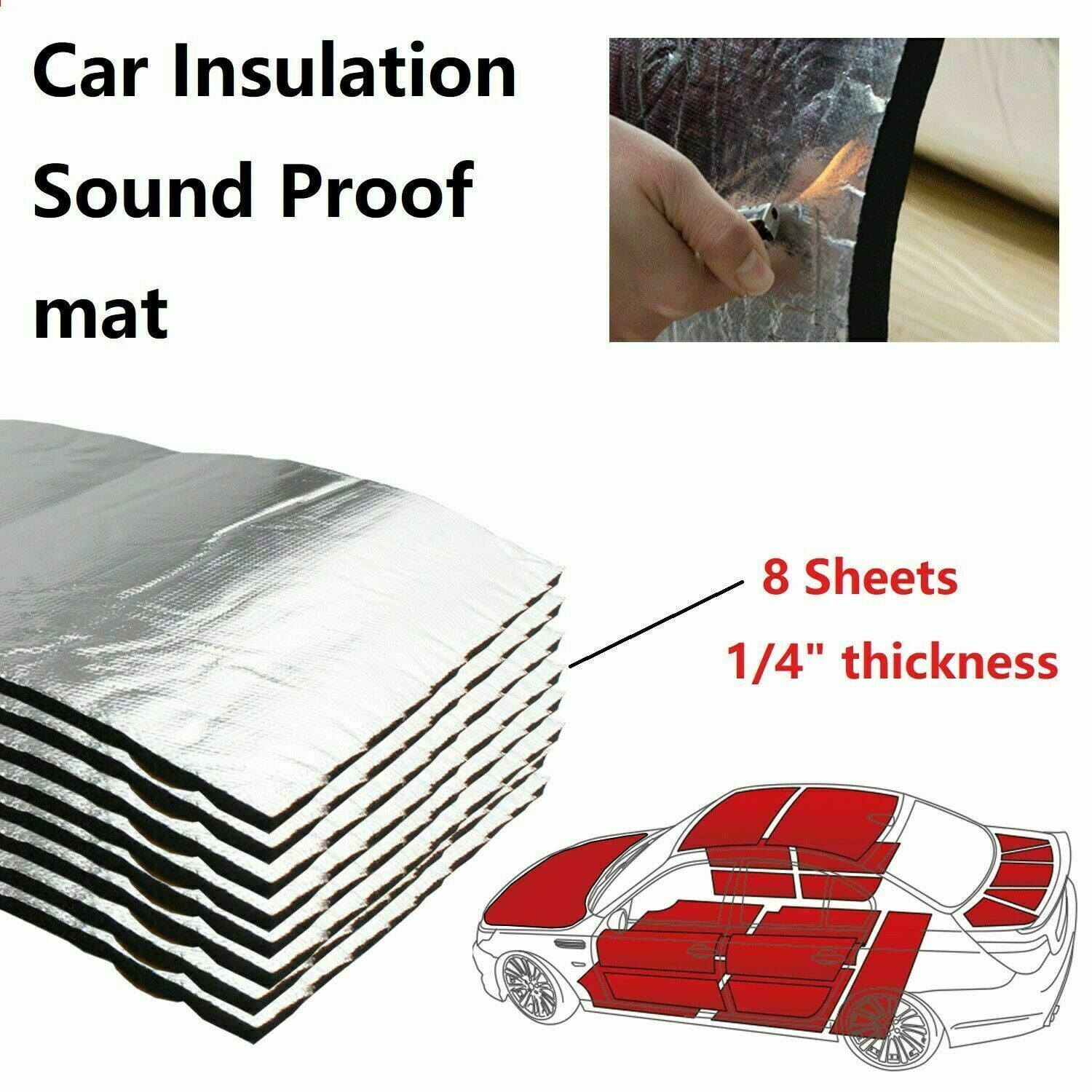  ZXCASDF Heat Shield,Sound Deadening Material,Car Sound  deadening mat,Foil Cotton Liner,Car Engine Heat Sound Deadener Dampening Insulation  Mat,Waterproof Sound Proof Sticker,10mm（thk）,1 * 1M(1m²) : Automotive