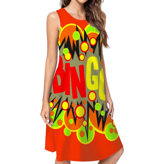 Sound Effect -Bingo! Casual Sleeveless Loose Sundress Dress For Women Summer Dress Daily Woman