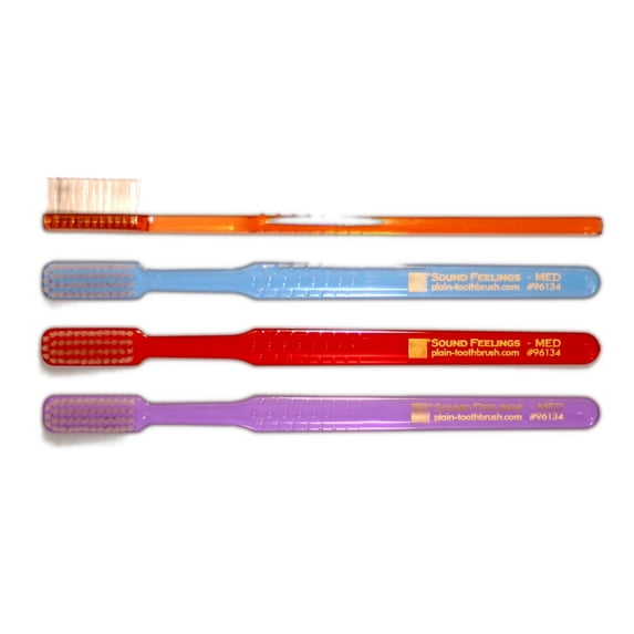 Sound Feelings Toothbrush - MEDIUM, Plain, Basic, Classic, Old-Fashioned 4-Pack