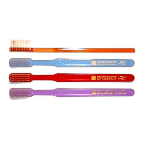 Sound Feelings Toothbrush - MEDIUM, Plain, Basic, Classic, Old-Fashioned 4-Pack