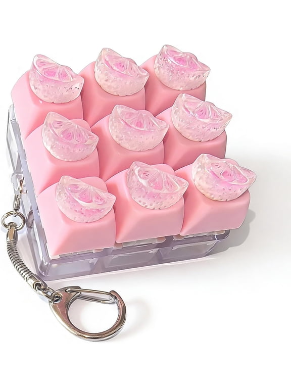 Sound Keyboard Fidget Toy,Candy Fidget Keyboard for Stress Relief, Sound Keyboard Fidget Clicker for Office, School, Travel, Anxiety Keyboard Keychain Gift (Pink Orange Slices)