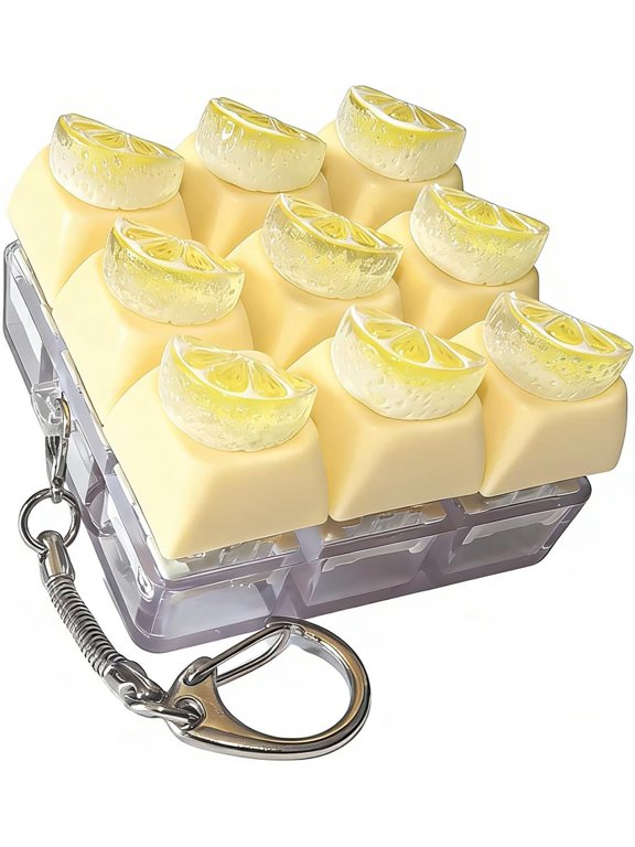 Sound Keyboard Fidget Toy,Candy Fidget Keyboard for Stress Relief, Sound Keyboard Fidget Clicker for Office, School, Travel, Anxiety Keyboard Keychain Gift (Yellow Orange Slices)