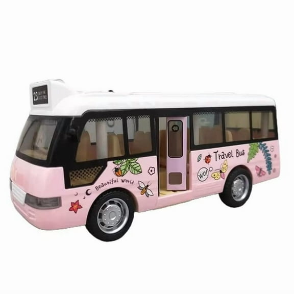 Sound Light Tour School Bus Model Boy Girl Toy Die Cast Metal Little Cars Cars City Bus Friction Powered Play Toys