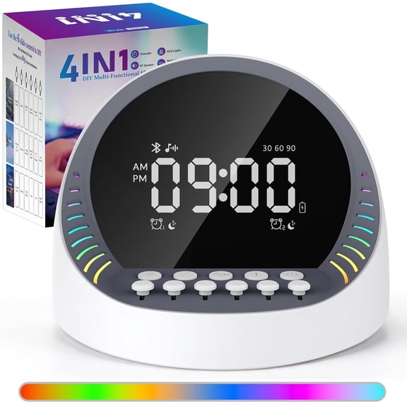 Sound Machine, 189 Mixable White Noise Nature Sounds, Bluetooth Speaker 5.3, Dual Snooze Alarm Clock with RGB&Sleep Timer, Portable Sleep Sound Machine for Adults/Baby/Travel/Yoga