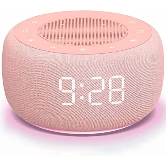 Sound Machine & Alarm Clock 2-in-1-0-100% Display Dimmer, Under Light, Sleep Timer, Precise 30-Level Volume Control White Noise Machine
