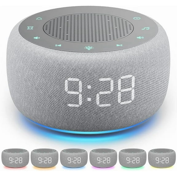 Sound Machine & Alarm Clock 2-in-1, 18 Soothing Sound, 7 Night Light, Sleep Timer, Precise 30-Level Volume Control White Noise Machine