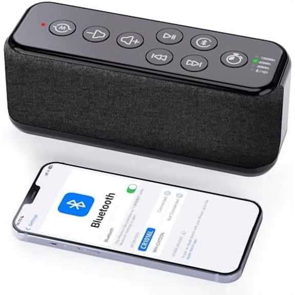 Sound Machine with Bluetooth Speaker, Rechargeable White Noise Machine, Powerful Battery for Sleep, Office, Privacy, Timers Memory Function, 15 Soothing Sound, White Noise, Rain, Fan, Ocean