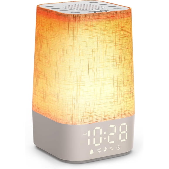 Sound Machine White Noise with 30 Soothing Sounds, Sleep Timer, Dimmable Bedside Lamp Night Light Clock, Sunrise Alarm Clock Wake Up for Bedrooms, Baby, Kids, Adults, Heavy Sleepers