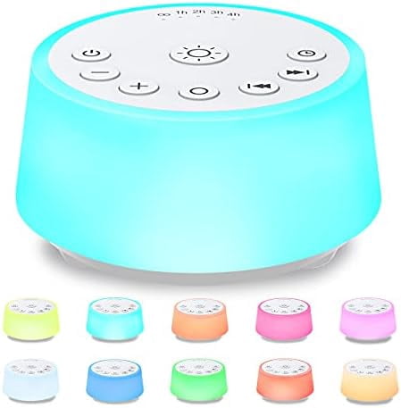 Sound Machines with 10 Colors Night Light 25 Soothing Sounds and Sleep White Noise Machine 32 Volume Levels 5 Timers Adjustable Brightness Memory Function for Adults Kids Baby White