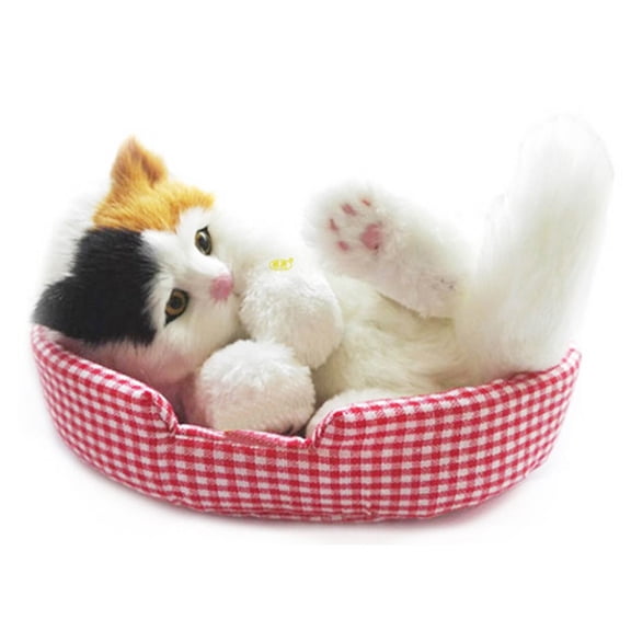 Sound Making Toys Cute Meowing Kitty Ornament Realistic Decoration for Home Bed Shelves and Cars Ideal for Kids and Adults