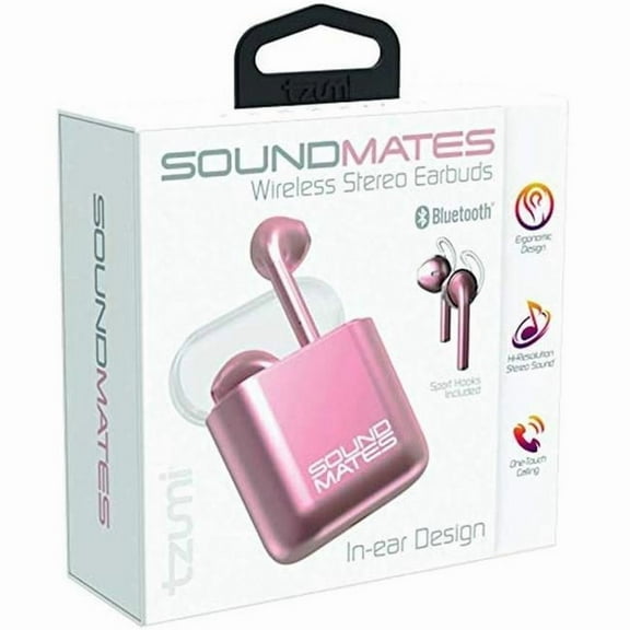 Sound Mates Earbuds with Wireless Charging, Rose Gold