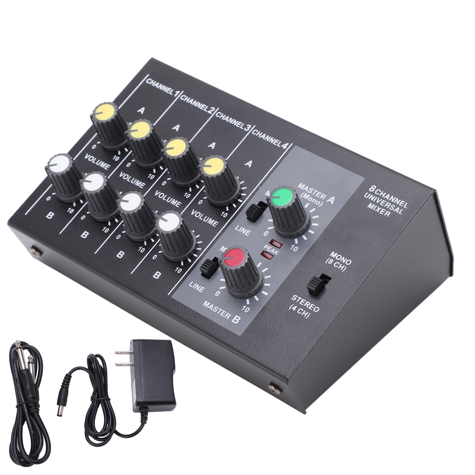 Sound Mixing Console, US Plug 110-240V 6.35mm Interface 8 Channel Input Audio Mixer Stereo  For Music