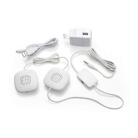 Sound Oasis Amplified Pillow Speakers, 2 Ultra-Thin Hi-Fi Stereo Speakers, Volume Control, Surround Sound for Music, Sleep, Tinnitus Masking, Connects to External Sound Source.