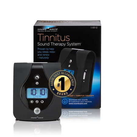 Sound Oasis Tinnitus Sound Therapy System, 24 Dr. Developed Sounds, manage Tinnitus, Sleep Enhancement Lulls you to Sleep, Ear Ringing & Noise Relief, Privacy, Alarm w/ Chime, Auto-off Sleep Timer