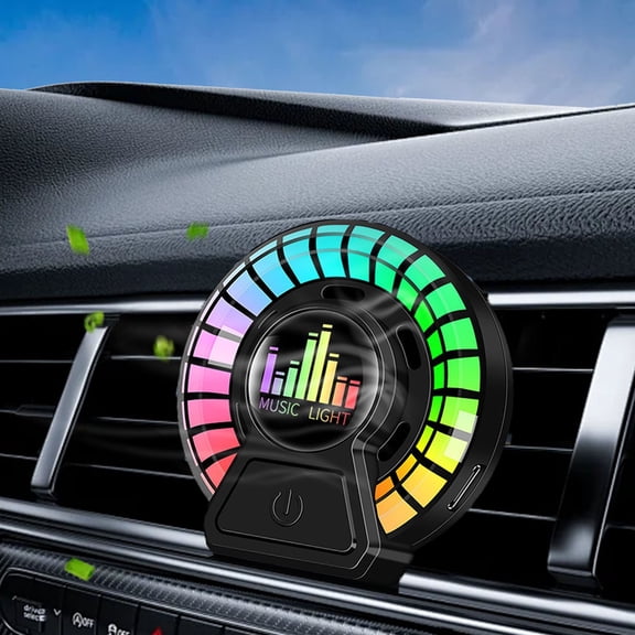 Sound Pick Up Lamp, Magnetic RGB Rhythm Ambient Lamp, Car Diffuser with Light,Car Music Rhythm Lamp, Round RGB Fragrance Lamp Atmosphere Lights Night Lights for Car,Gaming, Movie Room