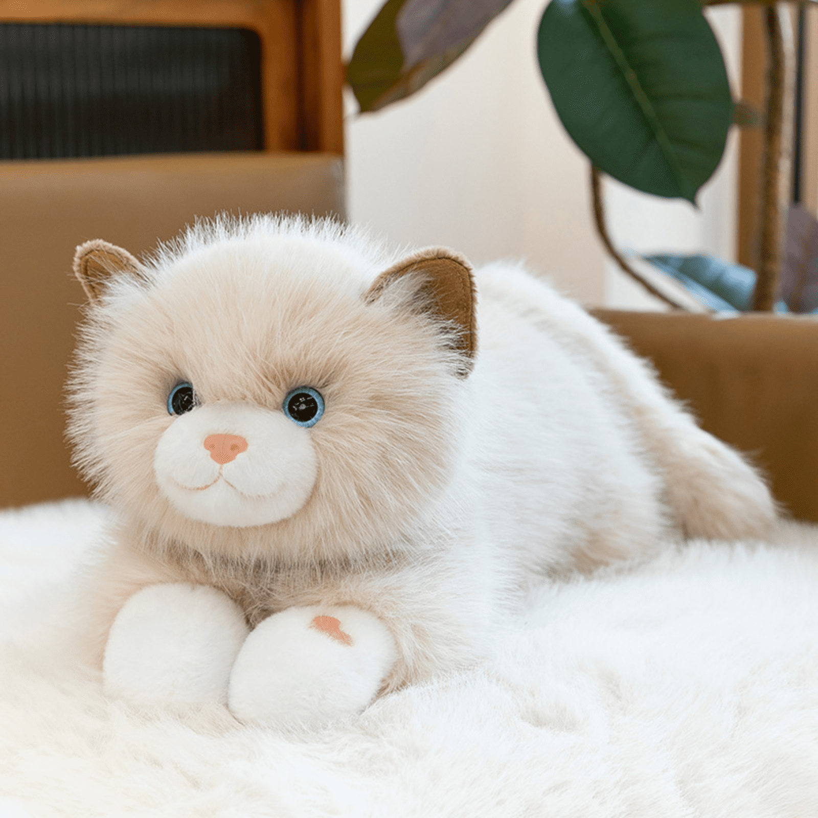 Sound Plush Cat, Weighted Lying Companion, Soft Decorative Accent for Sofa & Home Display