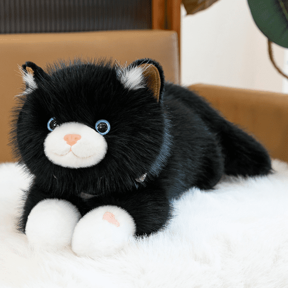 Sound Plush Cat, Weighted Lying Companion, Soft Decorative Accent for Sofa & Home Display
