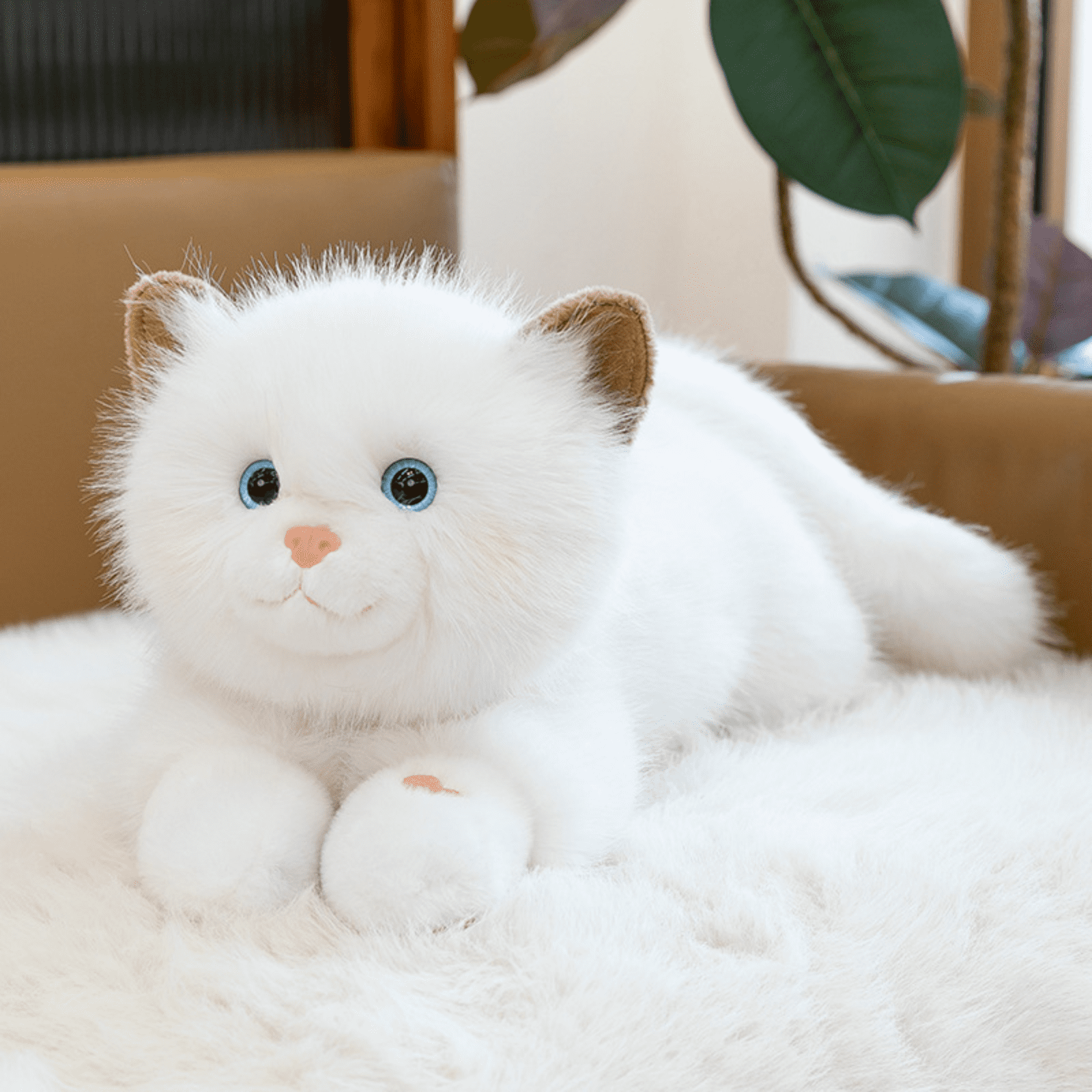 Sound Plush Cat, Weighted Lying Companion, Soft Decorative Accent for Sofa & Home Display
