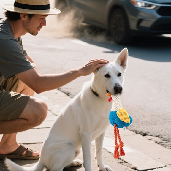 Sound Rooster Interactive Tug Of War Pull Out Rope Toy for Dogs Activity