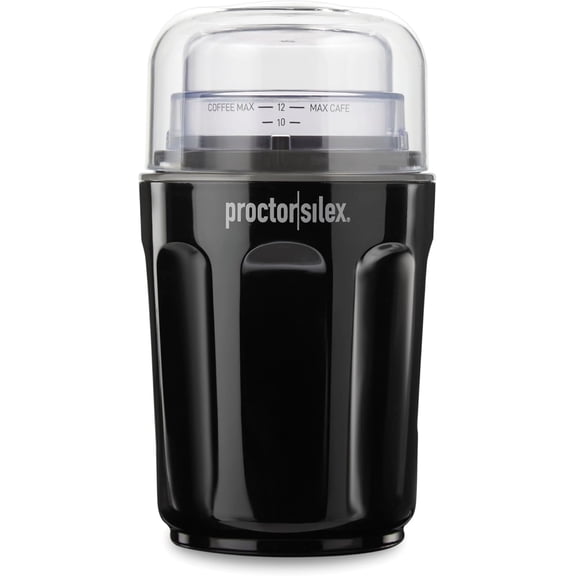 Sound Shield Electric Coffee Grinder for Quiet Grinding, Stainless Steel Blades, Beans, Spices and More, 12 Cups, Black (80402)