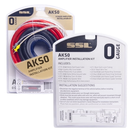 Sound Storm Laboratories AKS0 0-Gauge Amp Wiring Kit – 17 ft Power Cable, Car Audio Wiring Kit, Red