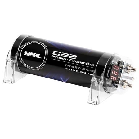 Sound Storm Laboratories C22 2 Farad Car Audio Capacitor with Red Digital Voltage Display & Energy Storage for Enhanced Bass