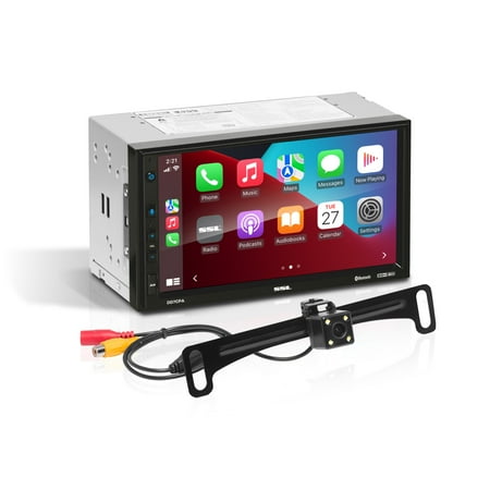 Sound Storm Laboratories DD7CPA-C Car Audio Stereo – Apple CarPlay, Android Auto, Double Din, 7 Inch Touchscreen, Bluetooth, No CD DVD Player, AM/FM Radio Receiver, Backup Camera
