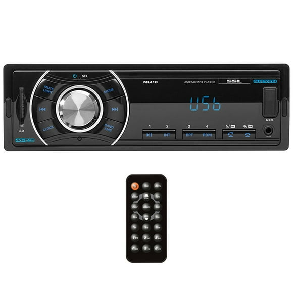 Sound Storm Laboratories ML41B Car Audio Stereo System - Single Din, Bluetooth Audio and Calling Head Unit, MP3 Player, No CD DVD Player, USB, AUX Input, FM Radio Receiver, Hook up to Amplifier