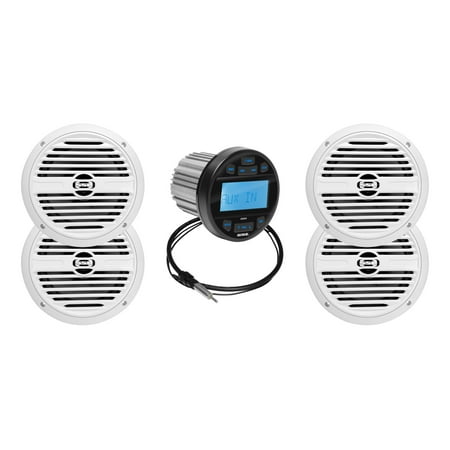 Sound Storm Laboratories SGR3.64 Marine Stereo System Speaker Audio Package - IPX6 Receiver, Bluetooth Head Unit, Radio Receiver, No CD Player, 6.5 Inch Speakers