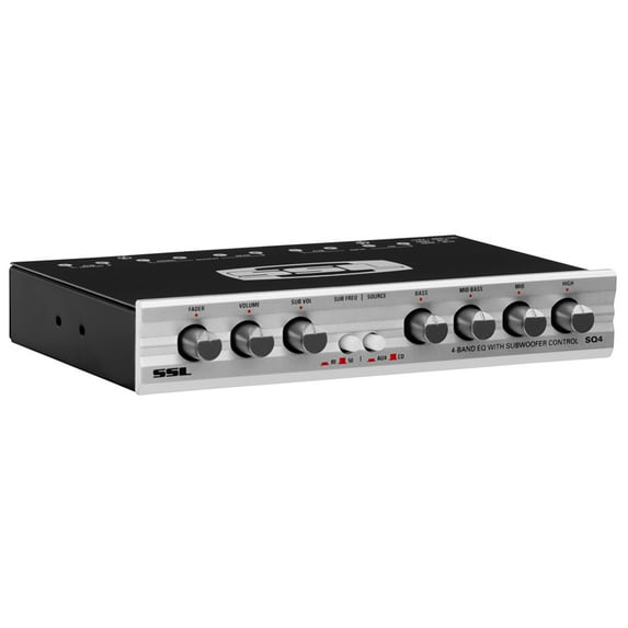 Sound Storm Laboratories SQ4 Car Audio Equalizer - 4 Band Pre-Amp, Half Din, Remote Subwoofer Control, DPS Processor