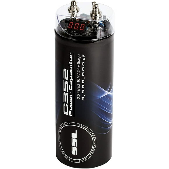 Sound Storm Laboratories C352 3.5 Farad Car Audio Capacitor - For Energy Storage to Enhance Bass Demand from Audio System, Use With Amplifier Stereo Subwoofer