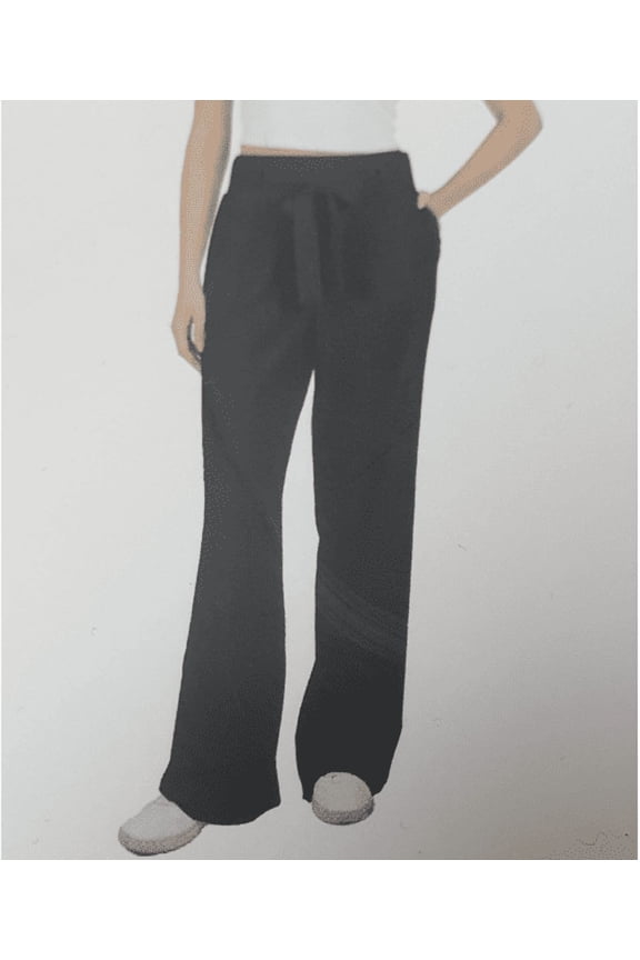 Women's Linen Pants, Wide Leg, Black, XS